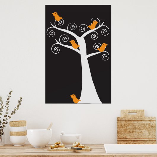 Poster de cinq oranges dans un arbre (Cuisine)