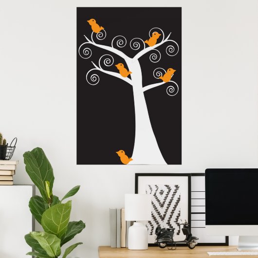 Poster de cinq oranges dans un arbre (Bureau à domicile)
