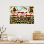 Poster de cirque vintage. C.W. Parker. (Cuisine)
