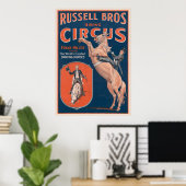 Poster de cirque vintage Russell Brothers. (Bureau à domicile)