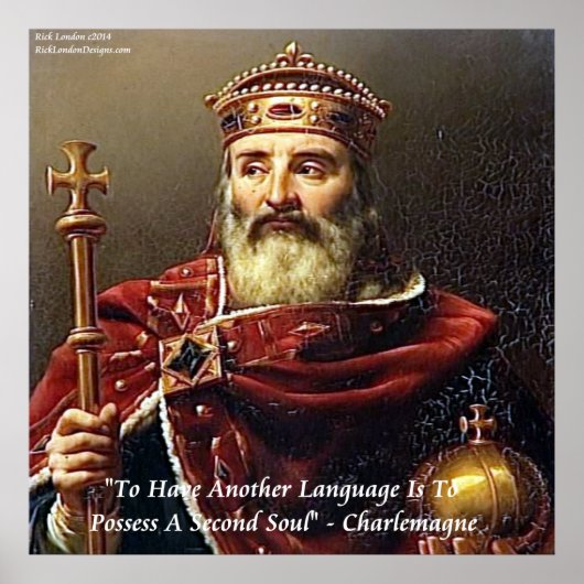 Poster de citation Charlemagne & Langues (Devant)
