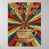 Poster de citation de café rétro - Répéter l'enreg (Devant)