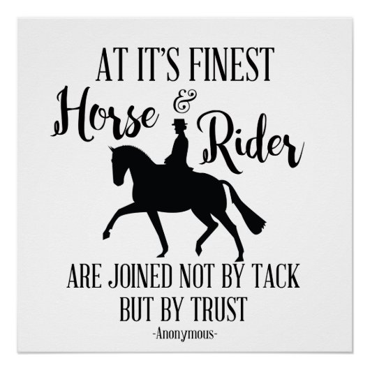 Poster de citation de cheval Dressage. (Devant)
