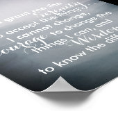 Poster de citation de prière Sérénité bleu aquarel (Coin)