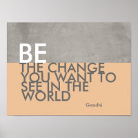 Poster de citation Gandhi être le changement gris