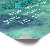 poster de citation Gandhi inspiré papillon turquoi (Coin)