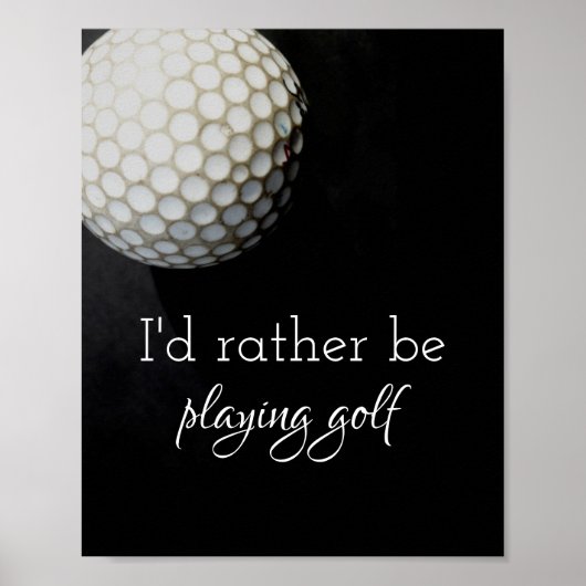 poster de citation pour golfeurs noir et blanc (Devant)