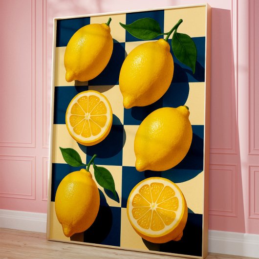 Poster de citron, Vibrant Retro Cuisine Décor Mur