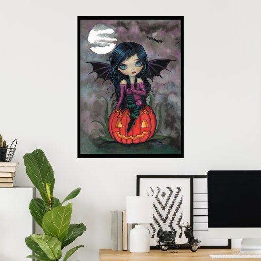 Poster de citrouille Pixie Halloween Cute Vampire (Bureau à domicile)