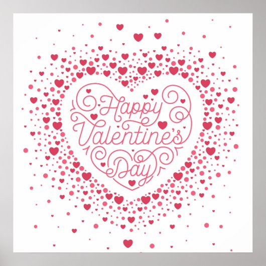 Poster de coeur Heureuse Sainte-Valentin 24x24 (Devant)