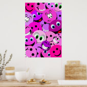 POSTER DE COLLAGE AUX VISAGES PURPLE ET ROSE (Cuisine)