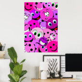 POSTER DE COLLAGE AUX VISAGES PURPLE ET ROSE (Bureau à domicile)