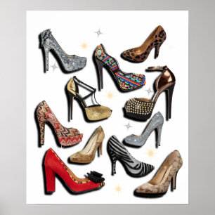 Poster de collage de chaussures haute talon