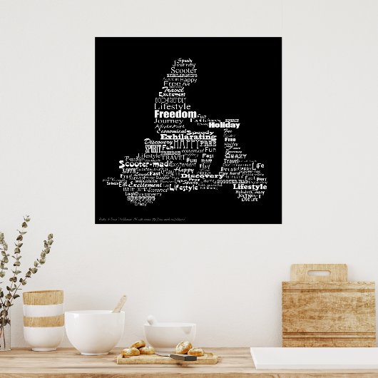 Poster de collage de mot de scooter (Cuisine)