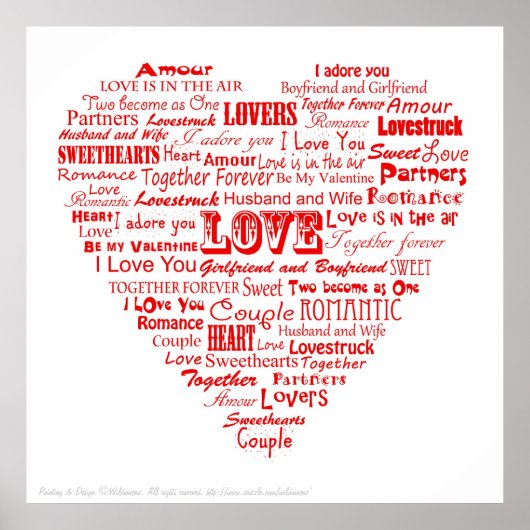 Poster de collage de mots d'amour (Devant)