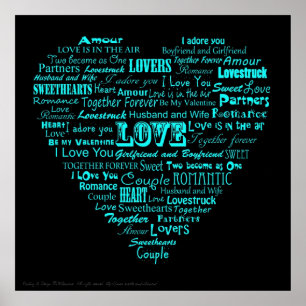 Poster de collage de mots d'amour