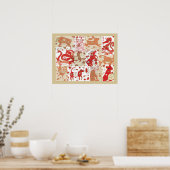 Poster de collage du Zodiac chinois (Cuisine)