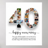 Poster de collage photo personnalisé du 40e annive (Devant)