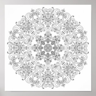 Poster de coloration - Drôle manuscrits Mandala