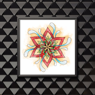Poster de coloration pour adultes Mandala Overlapp