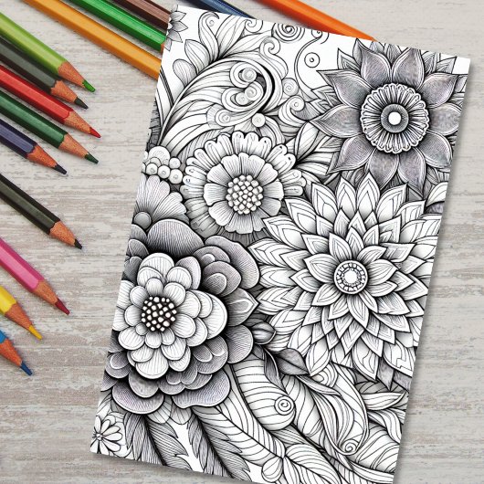 Poster de coloriage 3D Floral Adulte