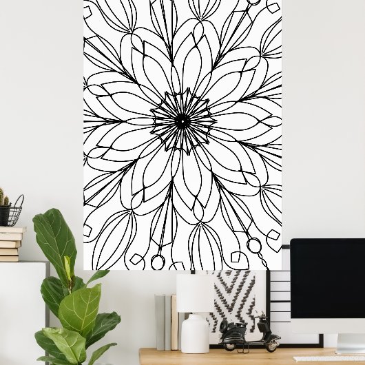 Poster de coloriage, Mandala (Bureau à domicile)