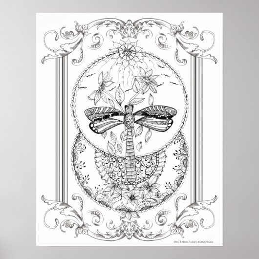 Poster de coloriage pour adultes "I Love Dragonfli (Devant)