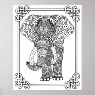 Poster de coloriage pour adultes "L'Art Eléphant F