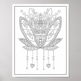 Poster de coloriage pour adultes Lotus Mandala