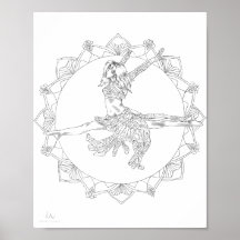 Poster de coloriage pour adultes Mandala Jazz Danc