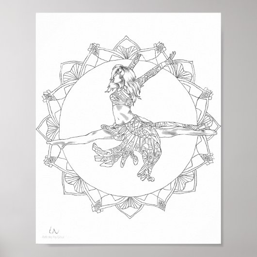 Poster de coloriage pour adultes Mandala Jazz Danc (Devant)