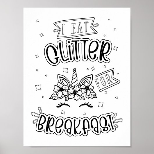 Poster de coloriage Unicorn drôle (Devant)