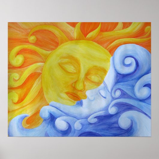 Poster de connexion au crayon d'aquarelle Sun Moon (Devant)