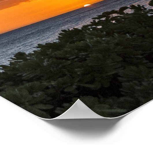 Poster de coucher de soleil tropical hawaïen (Coin)