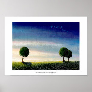 Poster De coucher du soleil de paysage de peinture art