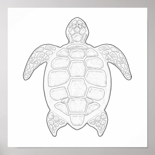 Poster de couleur adulte de la tortue de mer (Devant)