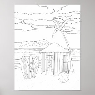 Poster de couleur adulte de l'île Tiki Hut