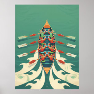 Poster de course de bateaux Dragon