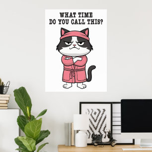 Poster de couvre-feu manquant de chat drôle