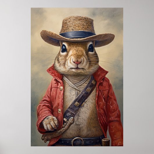 Poster de cow-boy écureuil, pépinière et art pour (Devant)