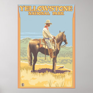 Poster De cowboy ressortissant de Yellowstone à cheval -