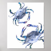Poster de crabe bleu côtier d'aquarelle Art de la  (Devant)