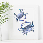 Poster de crabe bleu côtier d'aquarelle Art de la<br><div class="desc">Apportez un peu de charme côtier à votre chambre à coucher, salon ou espace d'hôte avec ce magnifique tableau de crabe d'aquarelle. Doté d'une réplique de mon crabe bleu peint à la main, cet art mural capture l'esprit de la mer, ce qui en fait un complément parfait à toute maison...</div>