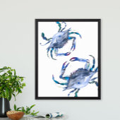 Poster de crabe bleu côtier d'aquarelle Art de la 