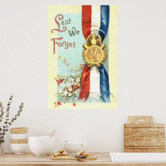 Poster De crainte d'oublier les fleurs du jour commémorat (Cuisine)