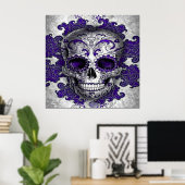 Poster de crâne de sucre en violet (Bureau à domicile)