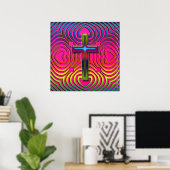 POSTER DE CROIX RÉTRO COLORÉ (Bureau à domicile)