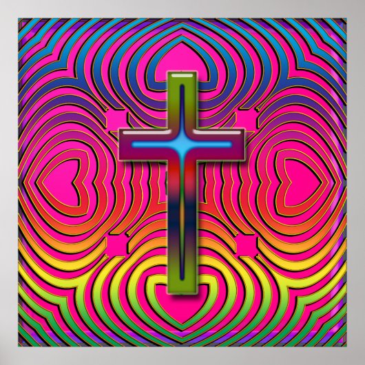POSTER DE CROIX RÉTRO COLORÉ (Devant)
