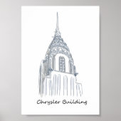 Poster de croquis noir et blanc Chrysler Building (Devant)