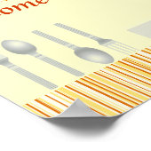 Poster de cuisine à rayures de crème orange (Coin)